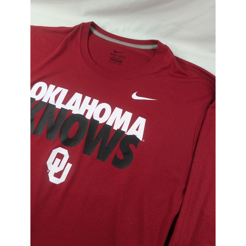 Nike Dri-FIT Oklahoma Sooners Football Long Sleeve Shirt Red  3XL  Oklahoma Know